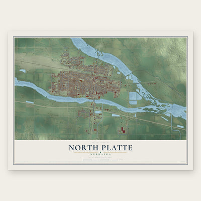 North Platte, Nebraska map print, the full design