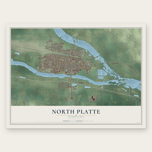 North Platte, Nebraska map print, the full design