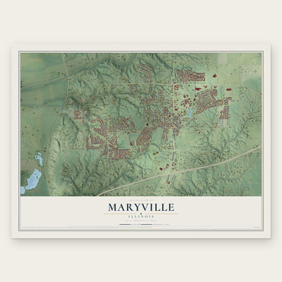 Maryville, Illinois map print, the full design