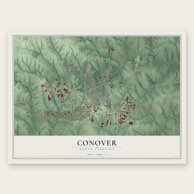 Conover, North Carolina map print, the full design