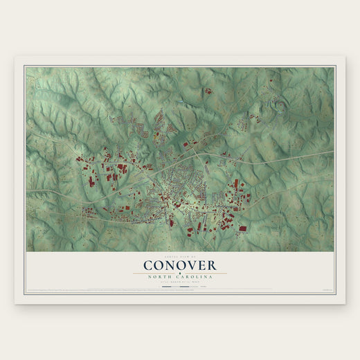 Conover, North Carolina map print, the full design