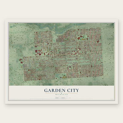 Garden City, Michigan map print, the full design