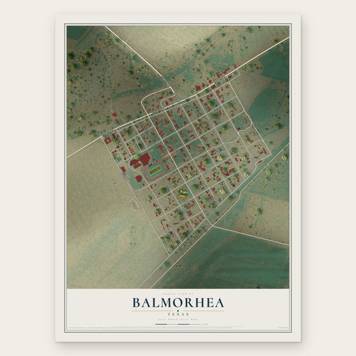 Balmorhea, Texas map print, the full design