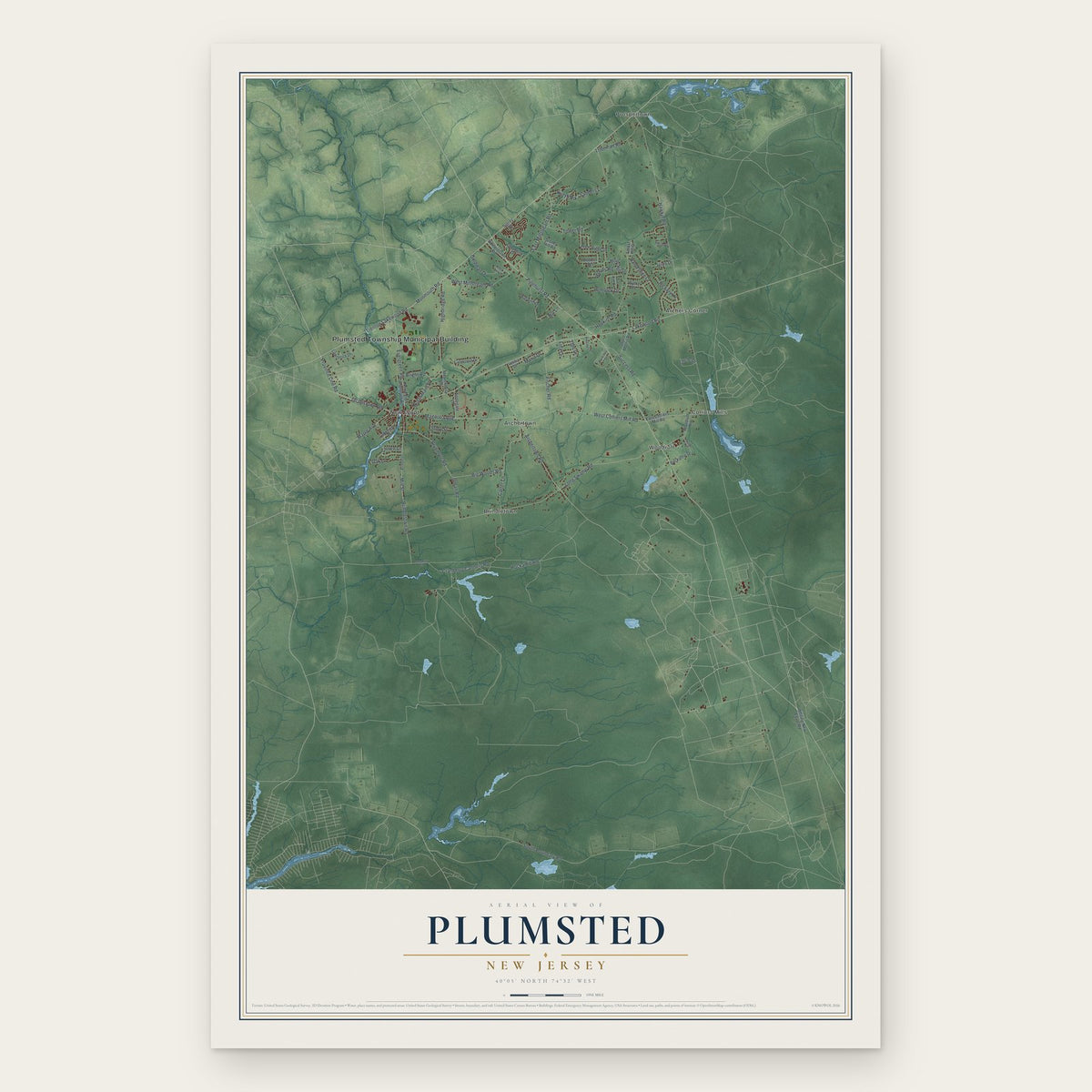 Plumsted, New Jersey map print, the full design