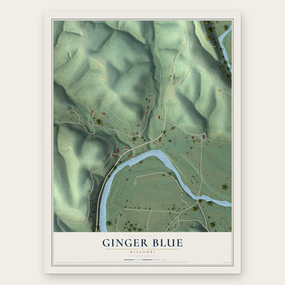 Ginger Blue, Missouri map print, the full design