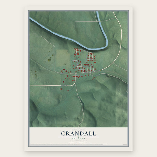 Crandall, Indiana map print, the full design