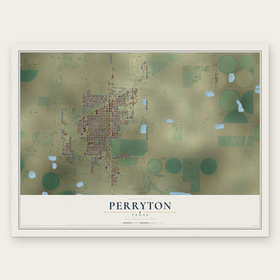 Perryton, Texas map print, the full design