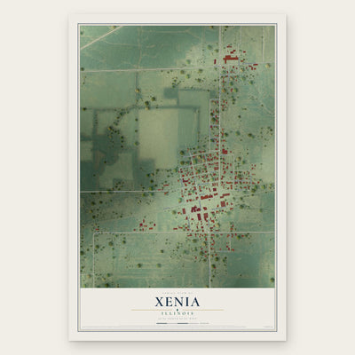 Xenia, Illinois map print, the full design