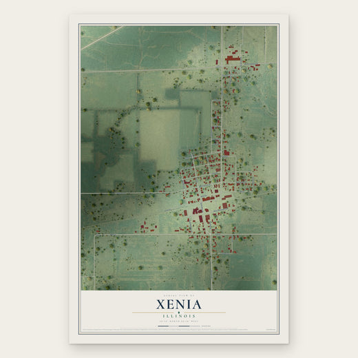 Xenia, Illinois map print, the full design
