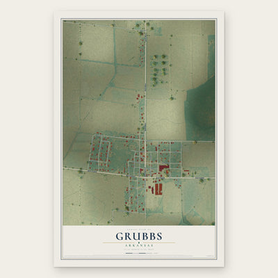 Grubbs, Arkansas map print, the full design