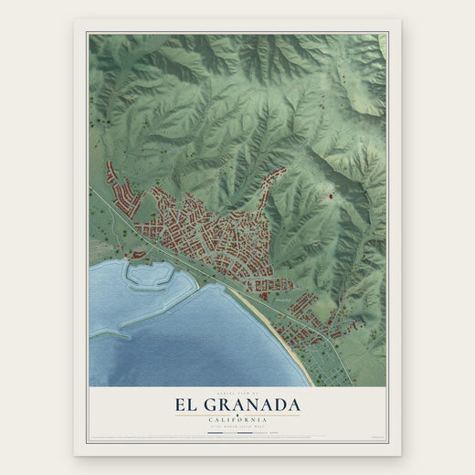El Granada, California map print, the full design