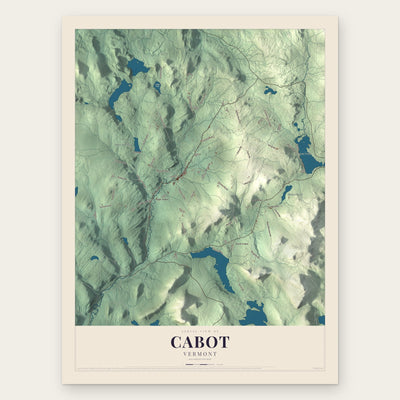 Cabot, Vermont map print, the full design