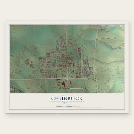 Chubbuck, Idaho map print, the full design