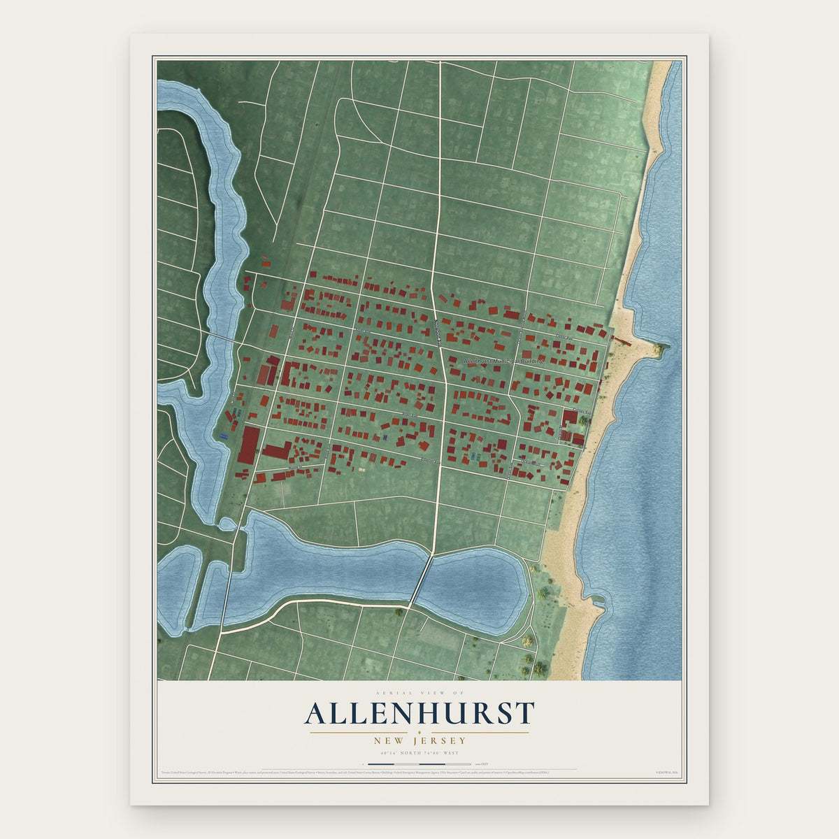 Allenhurst, New Jersey map print, the full design