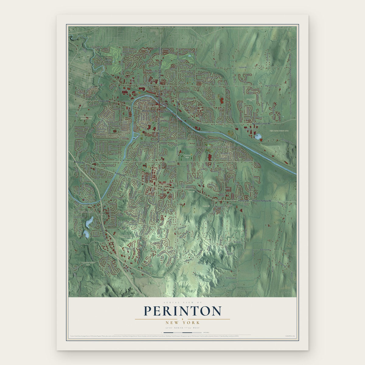 Perinton, New York map print, the full design