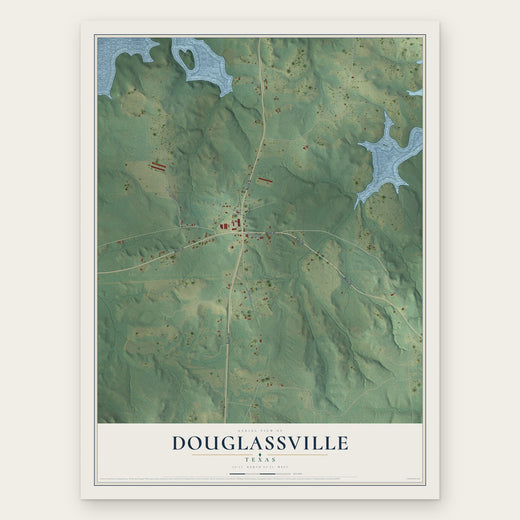 Douglassville, Texas map print, the full design