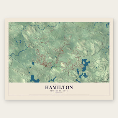 Hamilton, Massachusetts map print, the full design