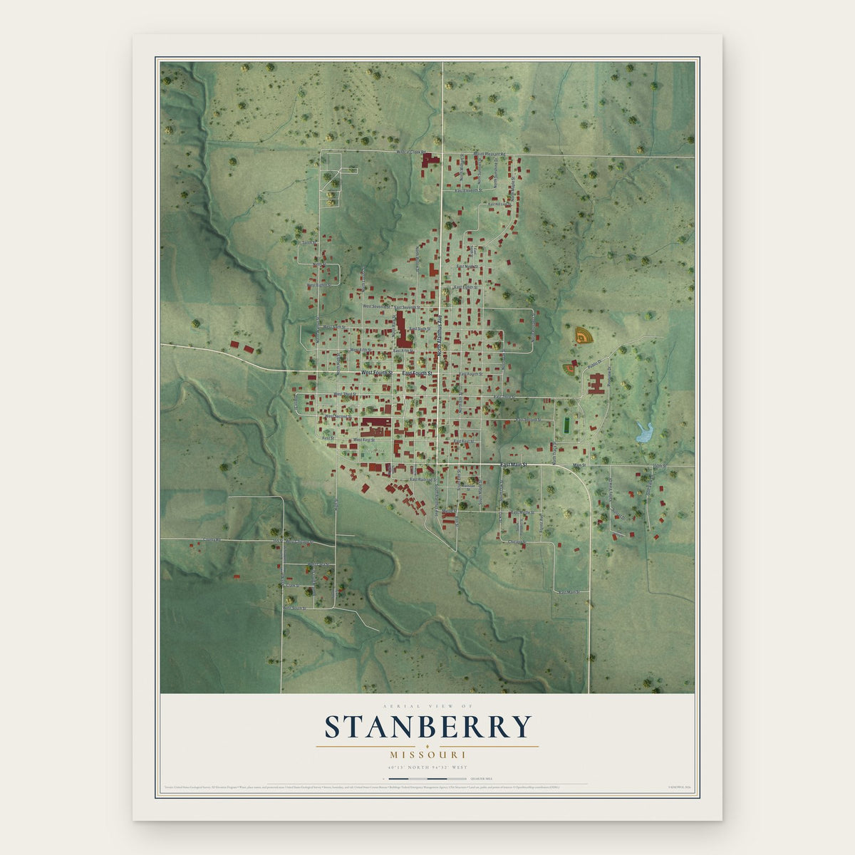 Stanberry, Missouri map print, the full design