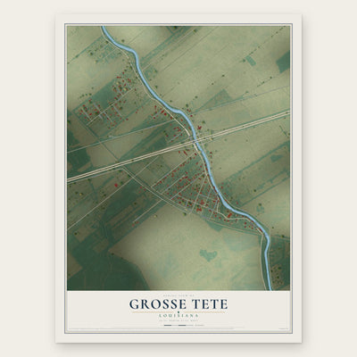 Grosse Tete, Louisiana map print, the full design