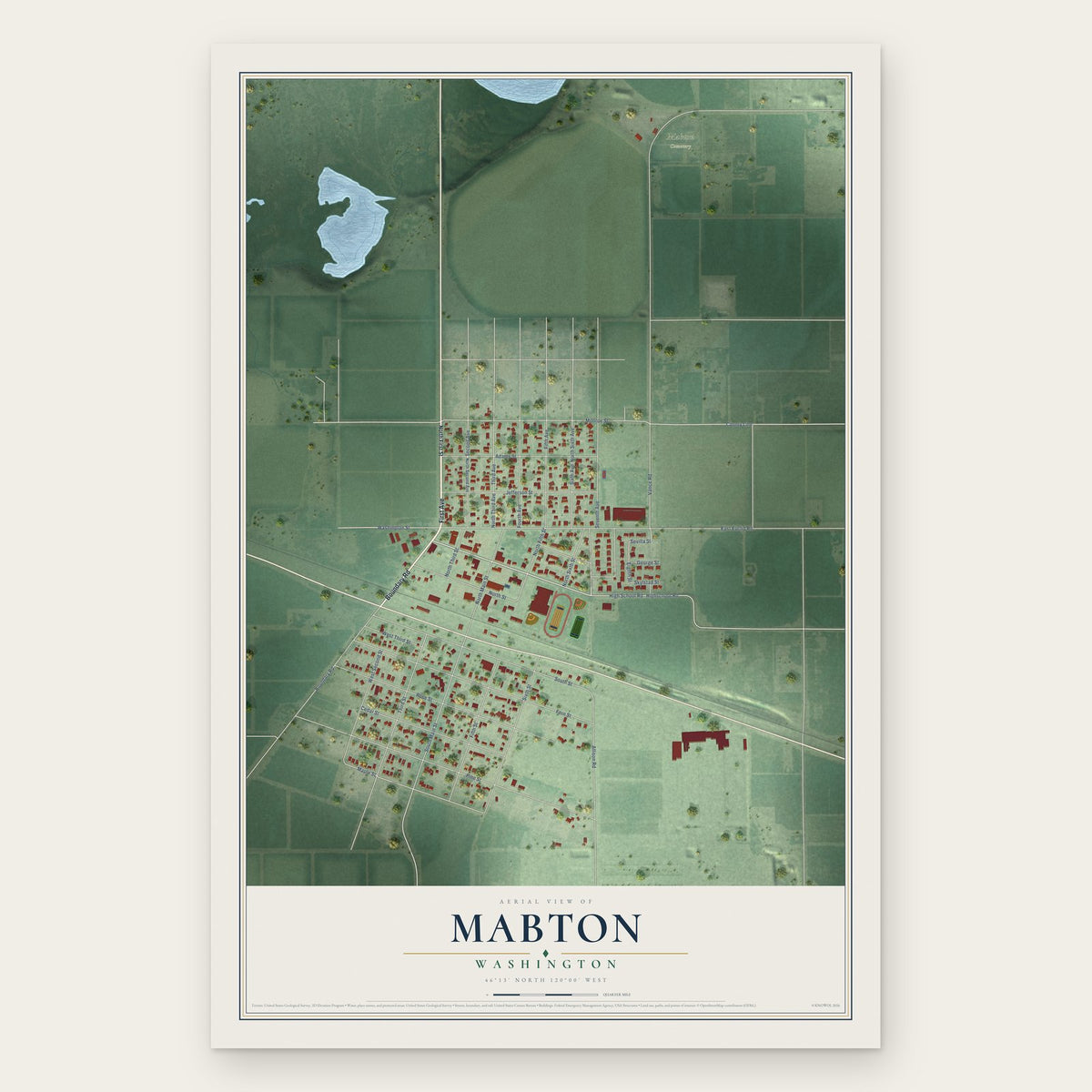 Mabton, Washington map print, the full design