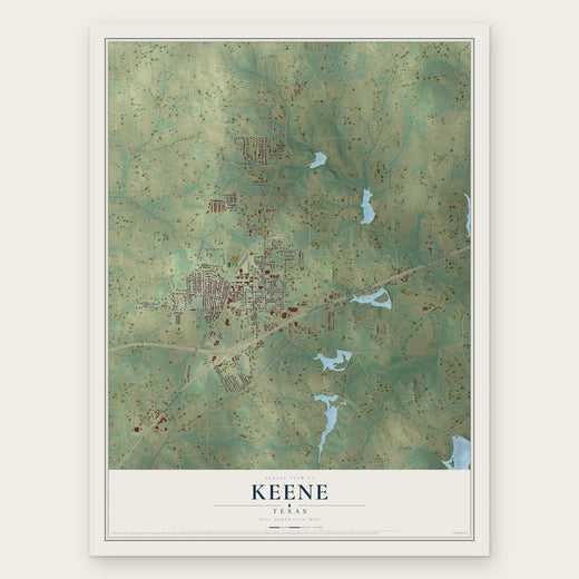 Keene, Texas map print, the full design