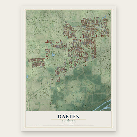 Darien, Illinois map print, the full design
