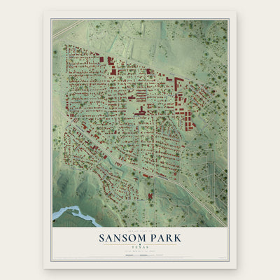 Sansom Park, Texas map print, the full design