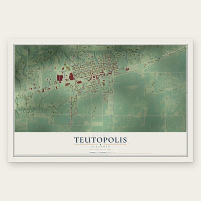 Teutopolis, Illinois map print, the full design
