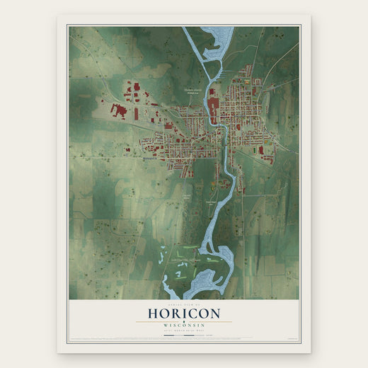 Horicon, Wisconsin map print, the full design