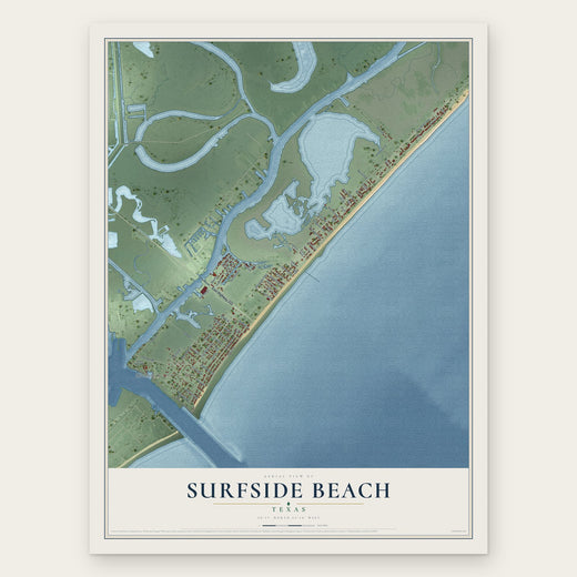 Surfside Beach, Texas map print, the full design