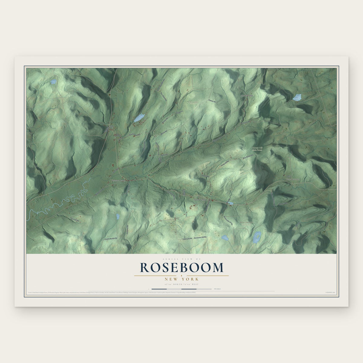Roseboom, New York map print, the full design