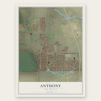 Anthony, New Mexico map print, the full design