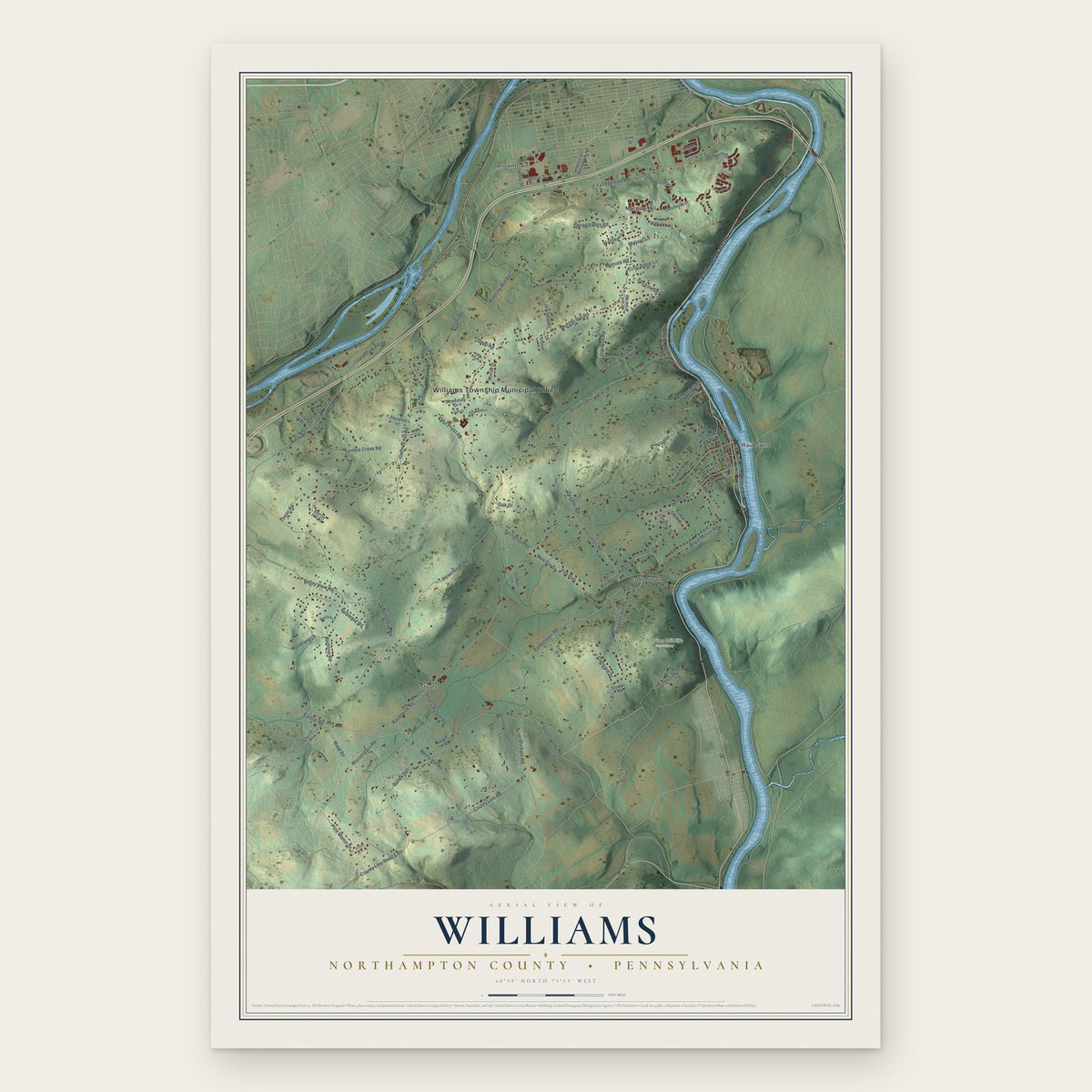 Williams, Northampton County, Pennsylvania map print, the full design