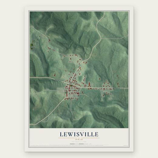 Lewisville, Ohio map print, the full design