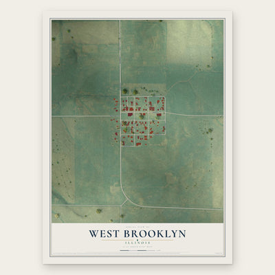 West Brooklyn, Illinois map print, the full design