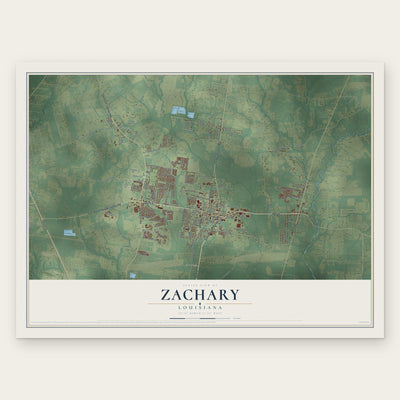Zachary, Louisiana map print, the full design