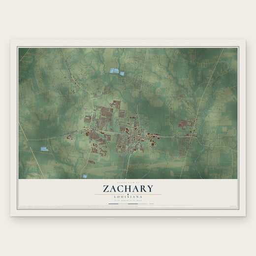 Zachary, Louisiana map print, the full design