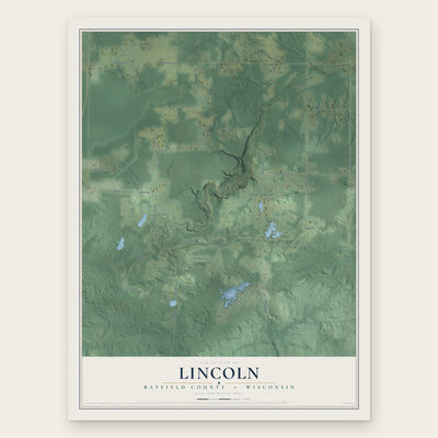 Lincoln, Bayfield County, Wisconsin map print, the full design