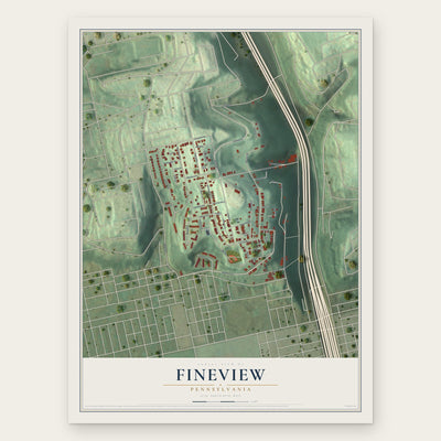 Fineview, Pennsylvania map print, the full design