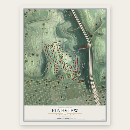 Fineview, Pennsylvania map print, the full design