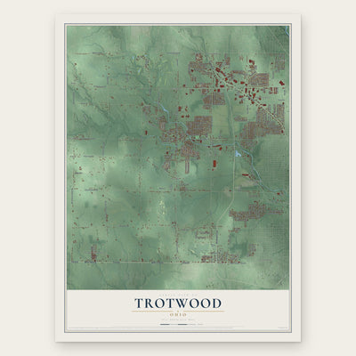 Trotwood, Ohio map print, the full design