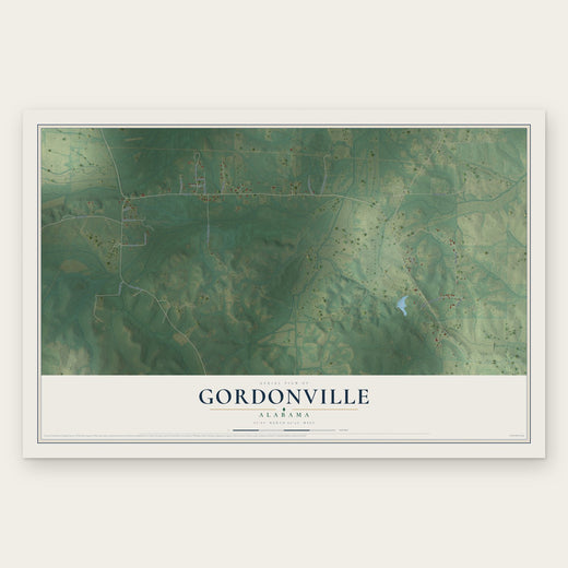 Gordonville, Alabama map print, the full design