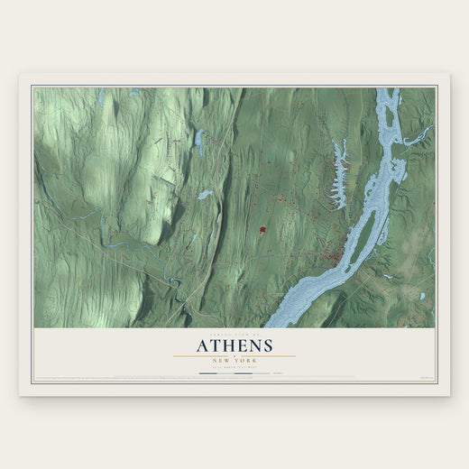 Athens, New York map print, the full design