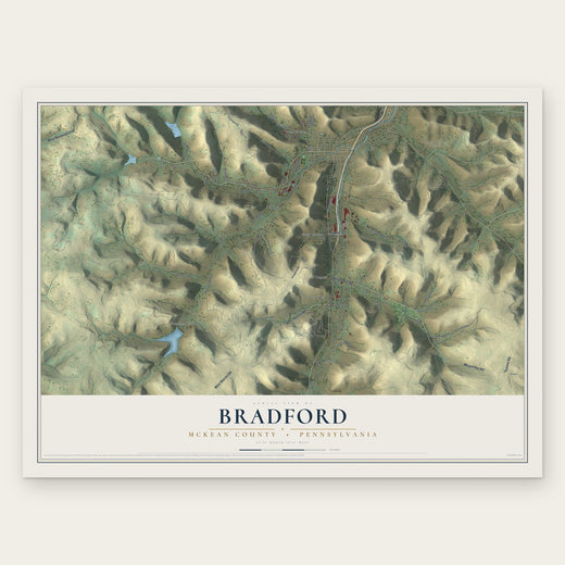 Bradford, McKean County, Pennsylvania map print, the full design