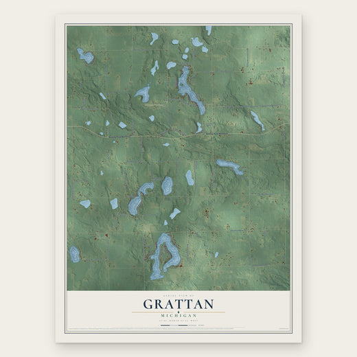 Grattan, Michigan map print, the full design