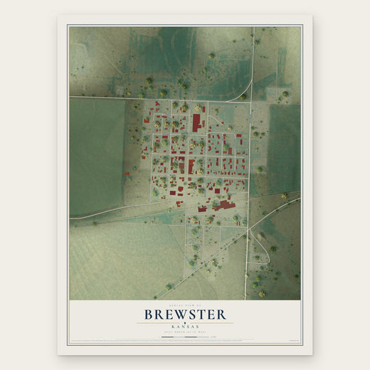 Brewster, Kansas map print, the full design
