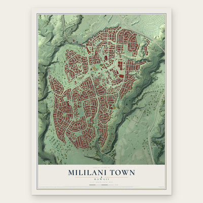 Mililani Town, Hawaii map print, the full design