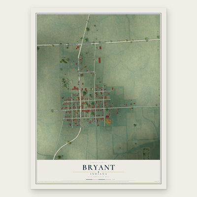 Bryant, Indiana map print, the full design