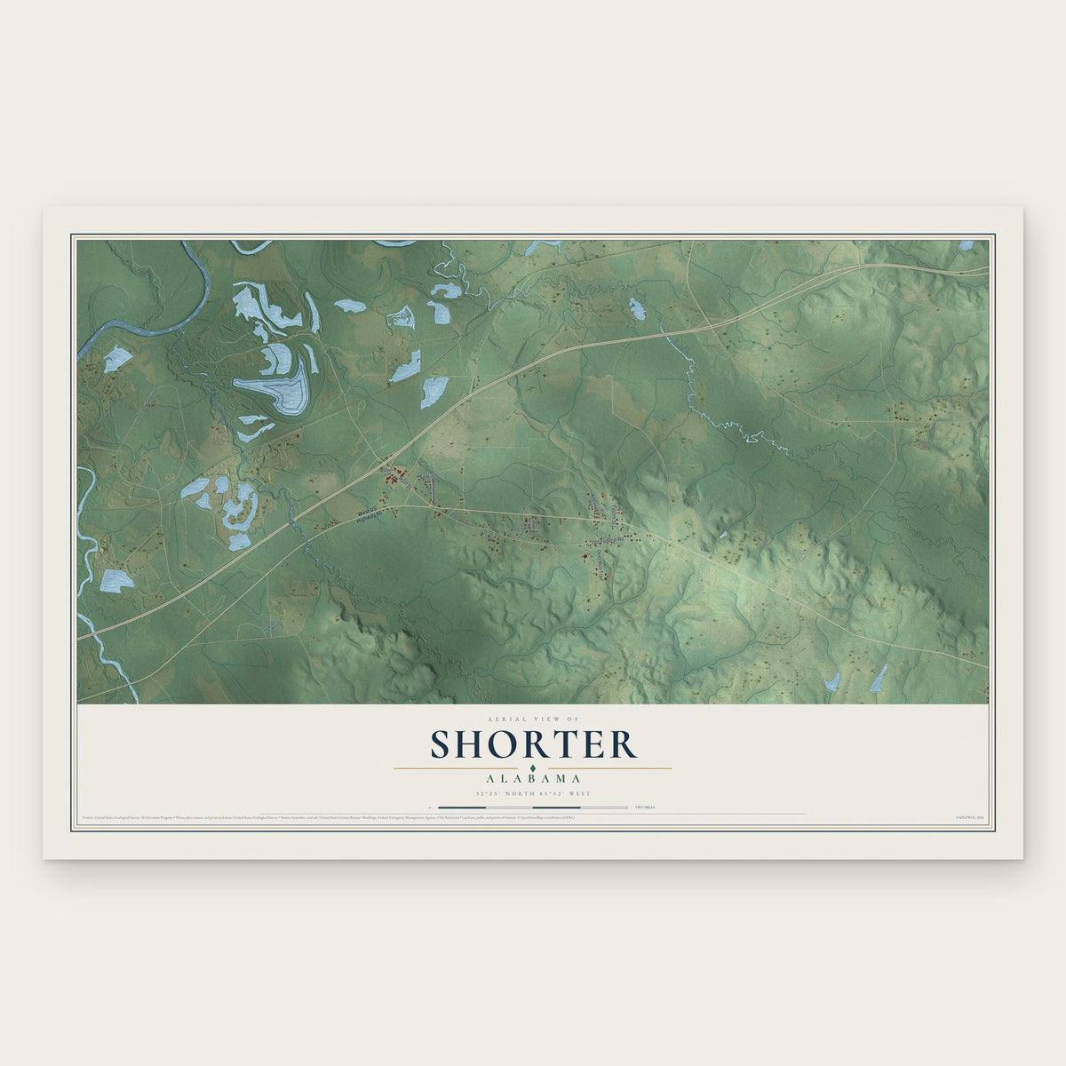 Shorter, Alabama map print, the full design