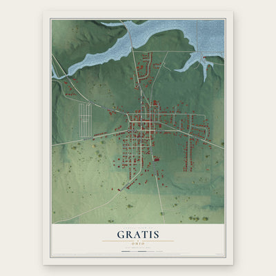 Gratis, Ohio map print, the full design